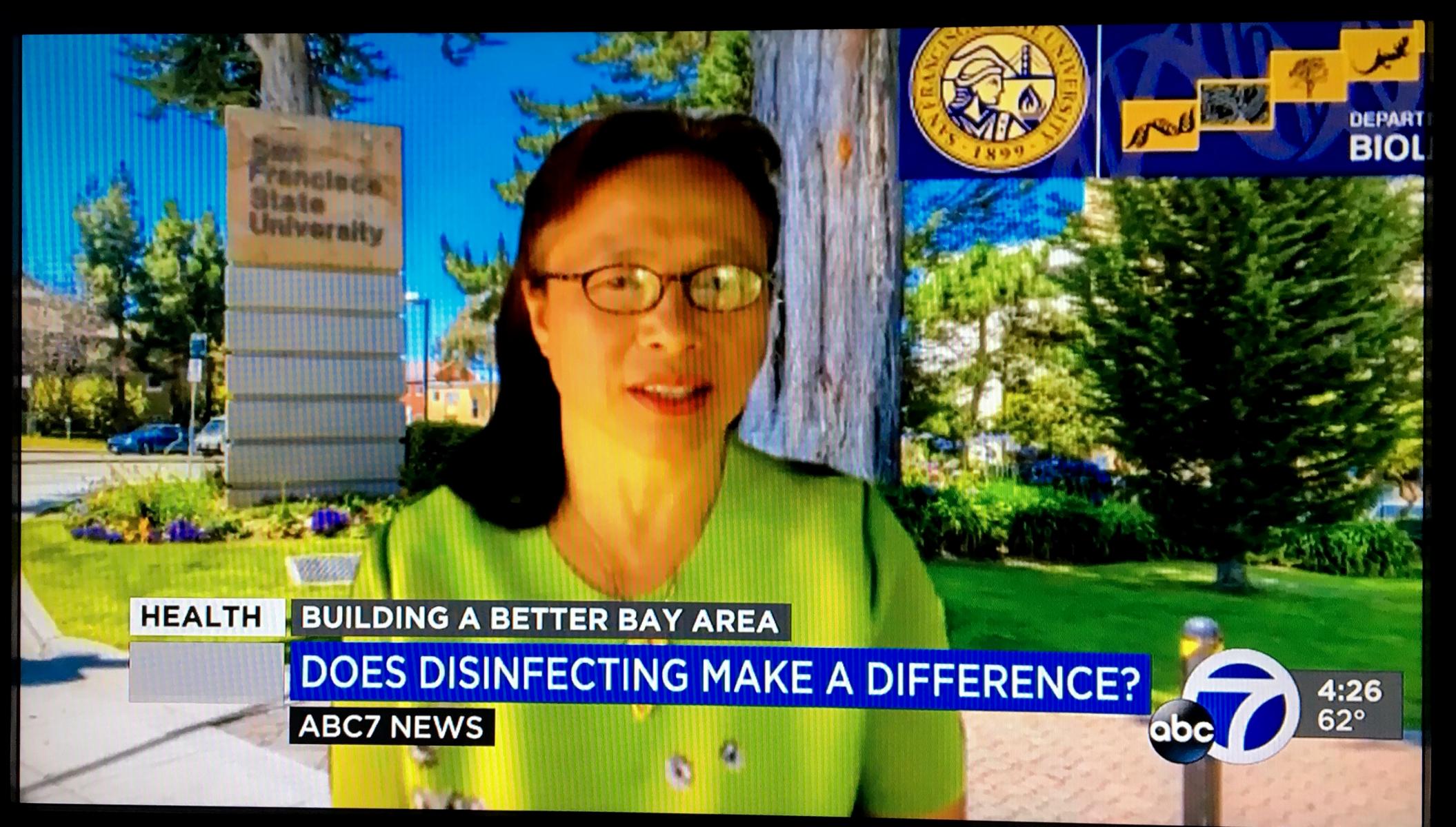 photo of Lily Chen being interviewed by abc7news reporter